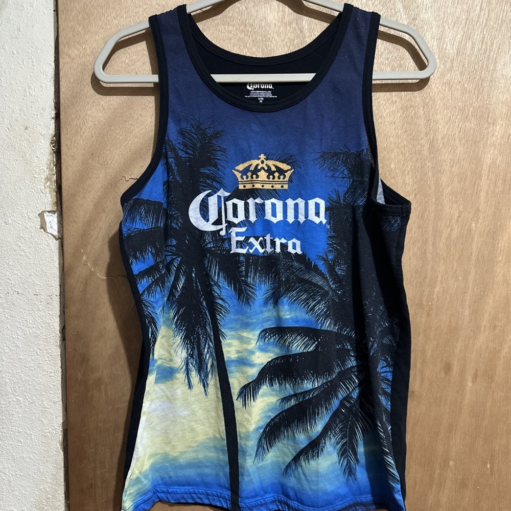 Corona Beach Scene Tank Top Medium Polyester